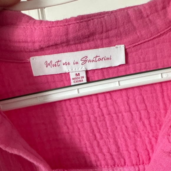 Meet us in Santorini-Pink Button-Down Women's Dress- size medium - Picture 3 of 3